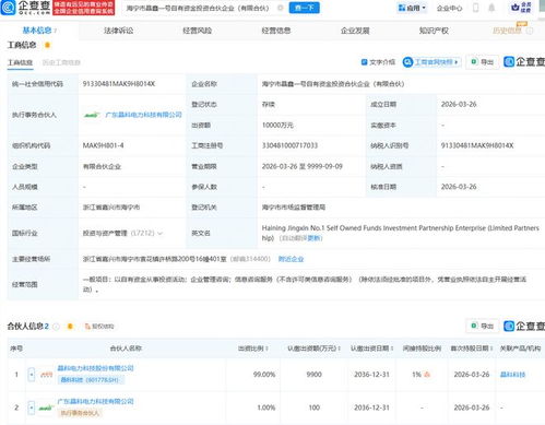 晶科科技于海寧設(shè)立自有資金投資合伙企業(yè)，深化信息咨詢服務(wù)布局